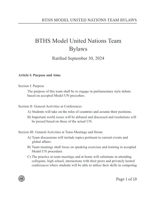 Bylaws PDF page 1 preview